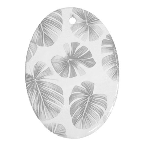 White Monstera Oval Ornament (Two Sides)