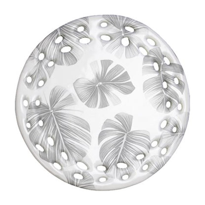 White Monstera Round Filigree Ornament (Two Sides)