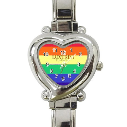 LGBTQ Rainbow Pride #12 Heart Italian Charm Watch