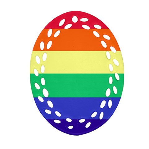 LGBTQ Rainbow Pride #12 Oval Filigree Ornament (Two Sides)