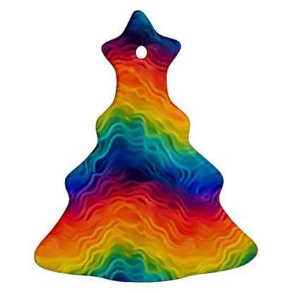 Lgbtq Rainbow Christmas Tree Ornament (Two Sides)