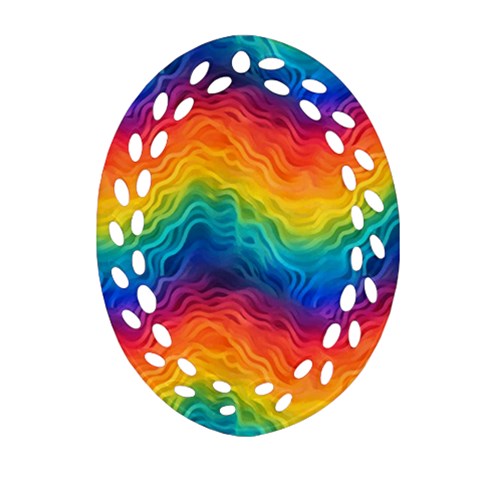 Lgbtq Rainbow Oval Filigree Ornament (Two Sides)