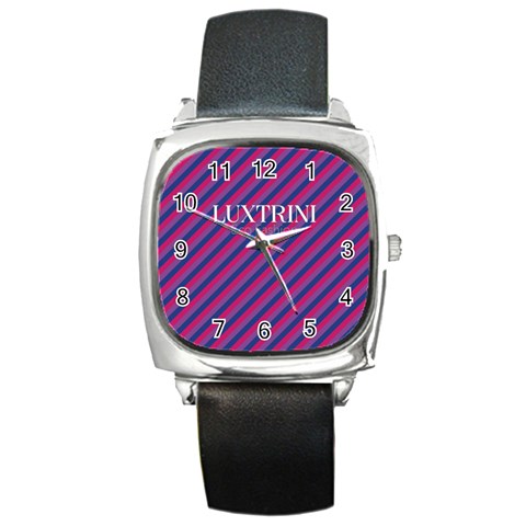 Luxtrini Customizable Bisexual Flag Square Watch with Leather Strap and Japanese Movement | Eco-Friendly, Stylish Unisex Timepiece