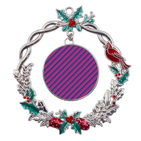 Bisexual Flag Metal X'mas Wreath Holly leaf Ornament