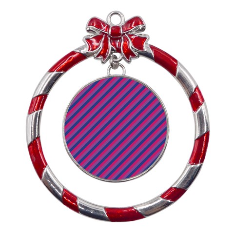 Bisexual Flag Metal Red Ribbon Round Ornament