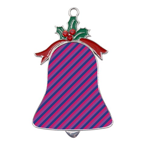 Bisexual Flag Metal Holly Leaf Bell Ornament