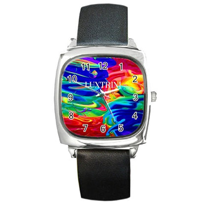 Rainbow Confusion Square Metal Watch