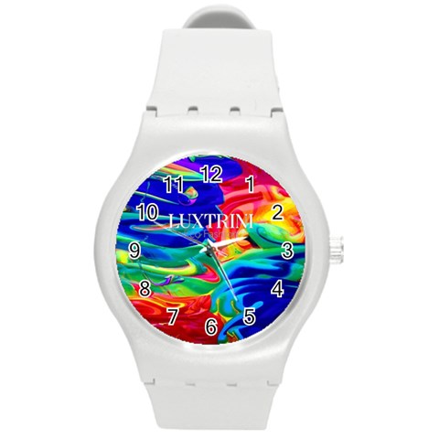 Rainbow Confusion Round Plastic Sport Watch (M)