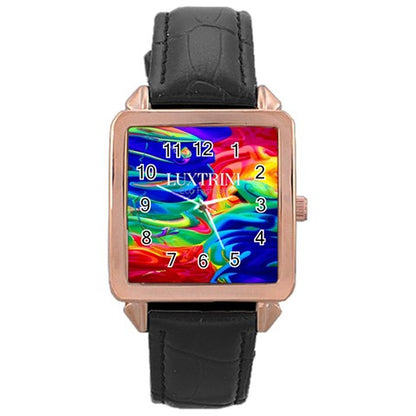 Rainbow Confusion Rose Gold Leather Watch