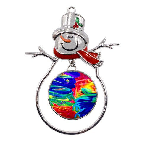 Rainbow Confusion Metal Snowman Ornament