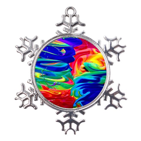 Rainbow Confusion Metal Large Snowflake Ornament