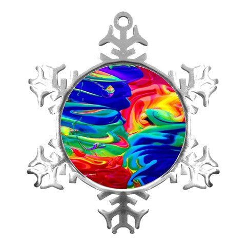 Rainbow Confusion Metal Small Snowflake Ornament