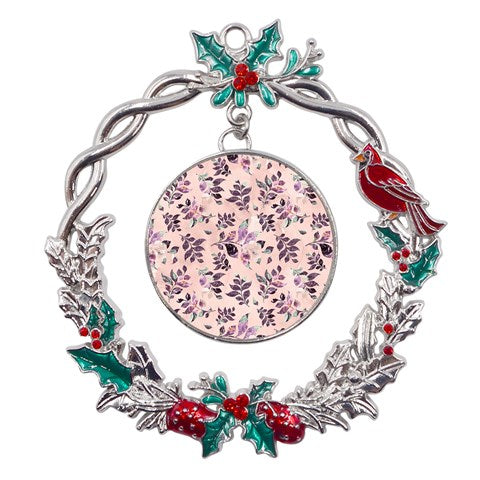 Sangria Metal X'mas Wreath Holly leaf Ornament