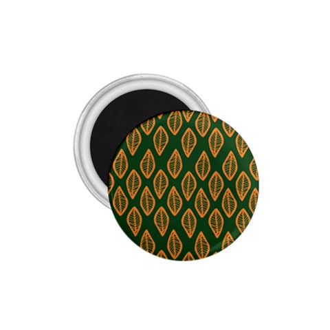 African | Ethnic | Mudcloth | #16 Green and Orange 1.75" Magnet