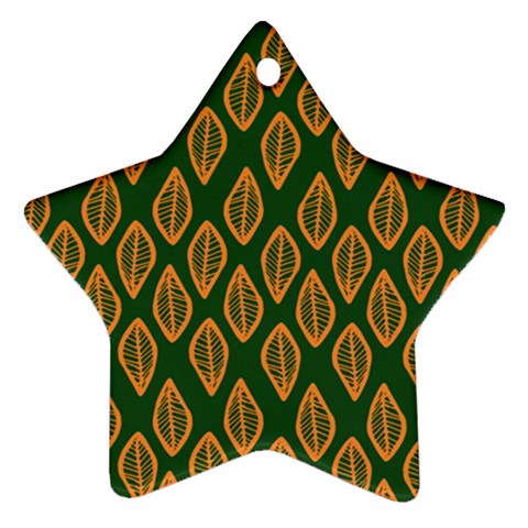 African | Ethnic | Mudcloth | #16 Green and Orange Ornament (Star)