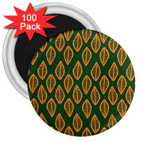 African | Ethnic | Mudcloth | #16 Green and Orange 3" Magnet (100 pack)