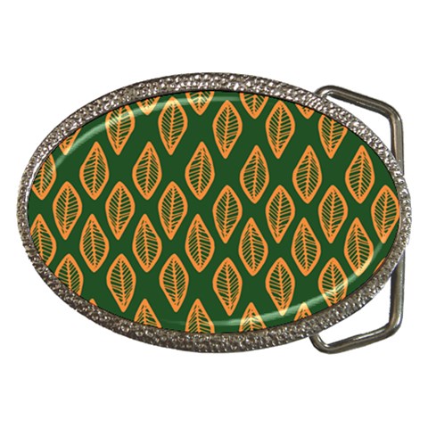 African | Ethnic | Mudcloth | #16 Green and Orange Belt Buckle