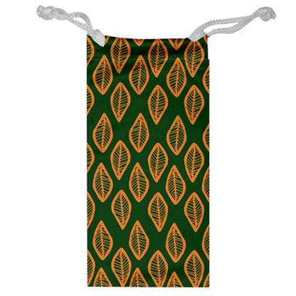 African | Ethnic | Mudcloth | #16 Green and Orange Jewelry Bag