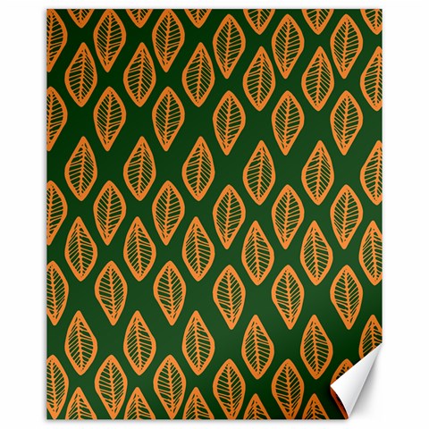 African | Ethnic | Mudcloth | #16 Green and Orange Canvas 16" x 20"