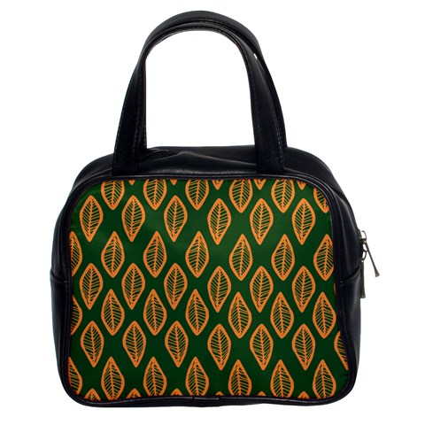 African | Ethnic | Mudcloth | #16 Green and Orange Classic Handbag (Two Sides)