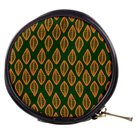 African | Ethnic | Mudcloth | #16 Green and Orange Mini Makeup Bag