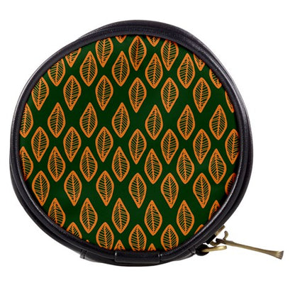 African | Ethnic | Mudcloth | #16 Green and Orange Mini Makeup Bag