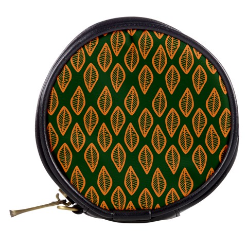 African | Ethnic | Mudcloth | #16 Green and Orange Mini Makeup Bag