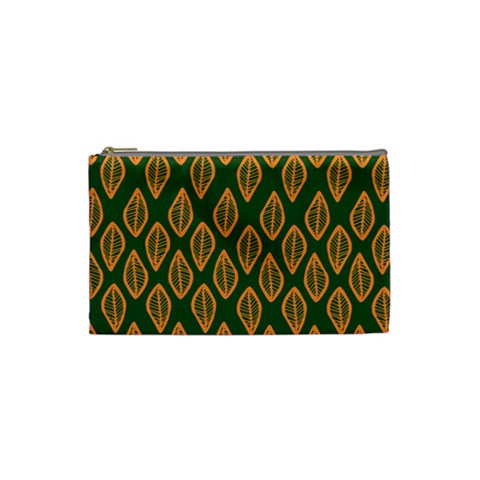 African | Ethnic | Mudcloth | #16 Green and Orange Cosmetic Bag (Small)