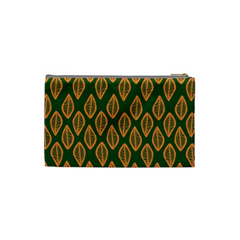 African | Ethnic | Mudcloth | #16 Green and Orange Cosmetic Bag (Small)