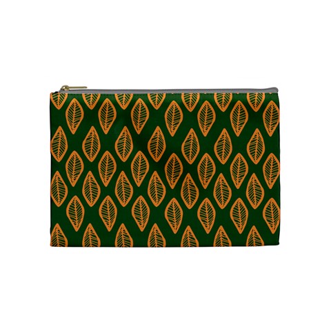 African | Ethnic | Mudcloth | #16 Green and Orange Cosmetic Bag (Medium)