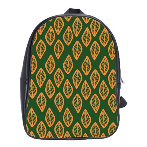 African | Ethnic | Mudcloth | #16 Green and Orange School Bag (Large)