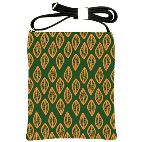 African | Ethnic | Mudcloth | #16 Green and Orange Shoulder Sling Bag