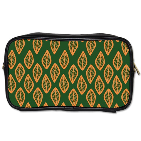 African | Ethnic | Mudcloth | #16 Green and Orange Toiletries Bag (One Side)