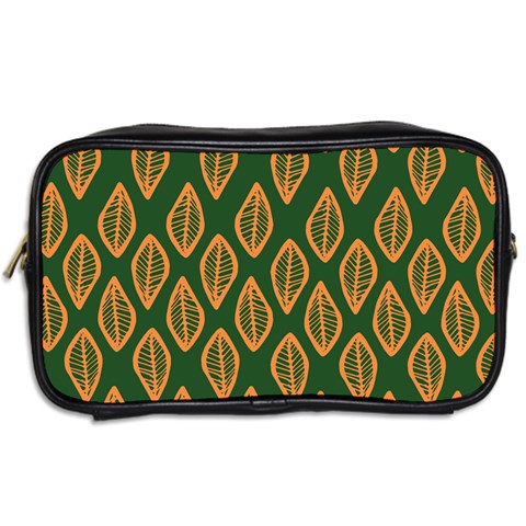 African | Ethnic | Mudcloth | #16 Green and Orange Toiletries Bag (Two Sides)