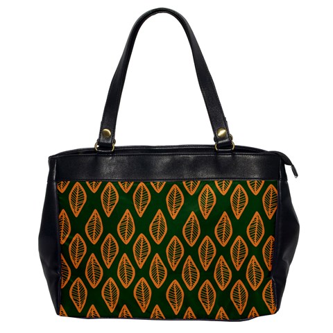 African | Ethnic | Mudcloth | #16 Green and Orange Oversize Office Handbag