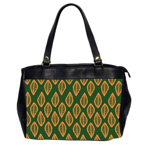 African | Ethnic | Mudcloth | #16 Green and Orange Oversize Office Handbag (2 Sides)