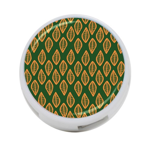 African | Ethnic | Mudcloth | #16 Green and Orange 4-Port USB Hub (One Side)