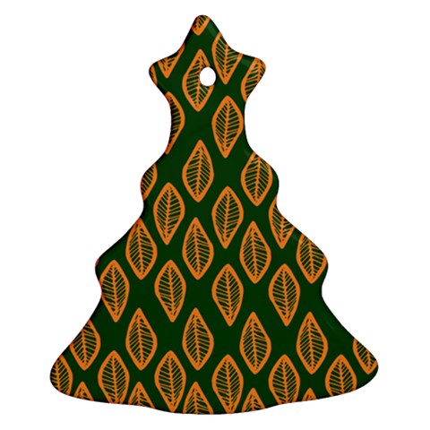 African | Ethnic | Mudcloth | #16 Green and Orange Ornament (Christmas Tree)