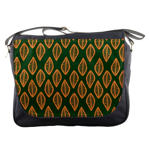 African | Ethnic | Mudcloth | #16 Green and Orange Messenger Bag