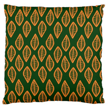 African | Ethnic | Mudcloth | #16 Green and Orange Large Cushion Case (Two Sides)