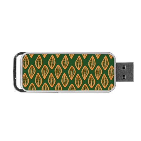 African | Ethnic | Mudcloth | #16 Green and Orange Portable USB Flash (Two Sides)