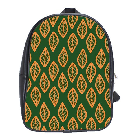 African | Ethnic | Mudcloth | #16 Green and Orange School Bag (XL)