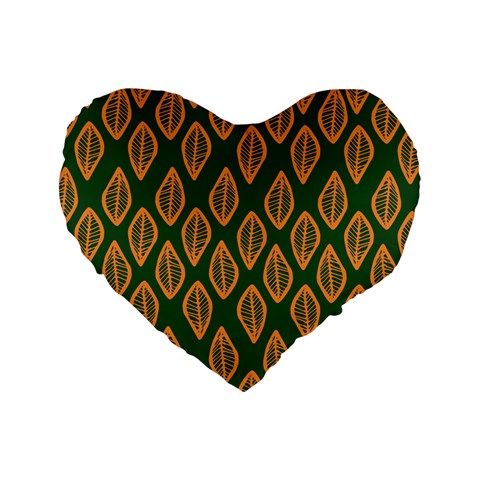 African | Ethnic | Mudcloth | #16 Green and Orange Standard 16" Premium Heart Shape Cushion