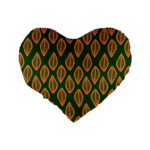 African | Ethnic | Mudcloth | #16 Green and Orange Standard 16" Premium Heart Shape Cushion