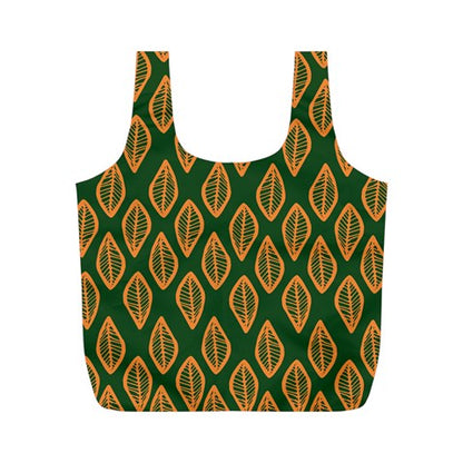 African | Ethnic | Mudcloth | #16 Green and Orange Full Print Recycle Bag (M)