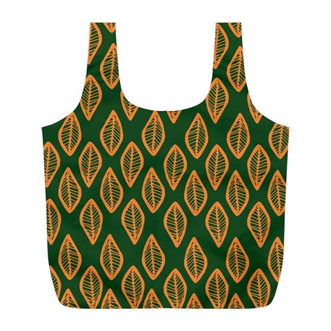 African | Ethnic | Mudcloth | #16 Green and Orange Full Print Recycle Bag (L)