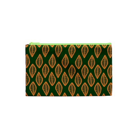 African | Ethnic | Mudcloth | #16 Green and Orange Cosmetic Bag (XS)