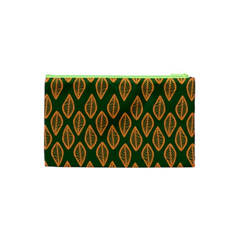 African | Ethnic | Mudcloth | #16 Green and Orange Cosmetic Bag (XS)