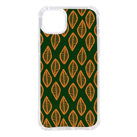 African | Ethnic | Mudcloth | #16 Green and Orange iPhone 14 Plus TPU UV Print Case