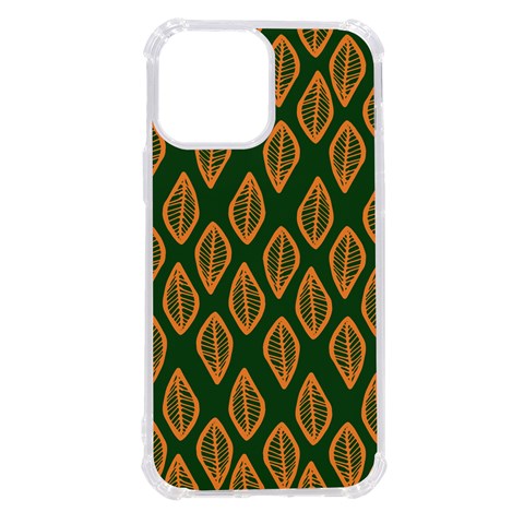 African | Ethnic | Mudcloth | #16 Green and Orange iPhone 13 Pro Max TPU UV Print Case